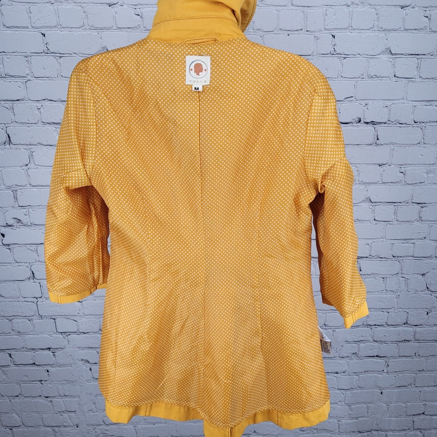 Tulle Anthropologie Yellow Cotton Double Breasted Vented Jacket Size Medium M