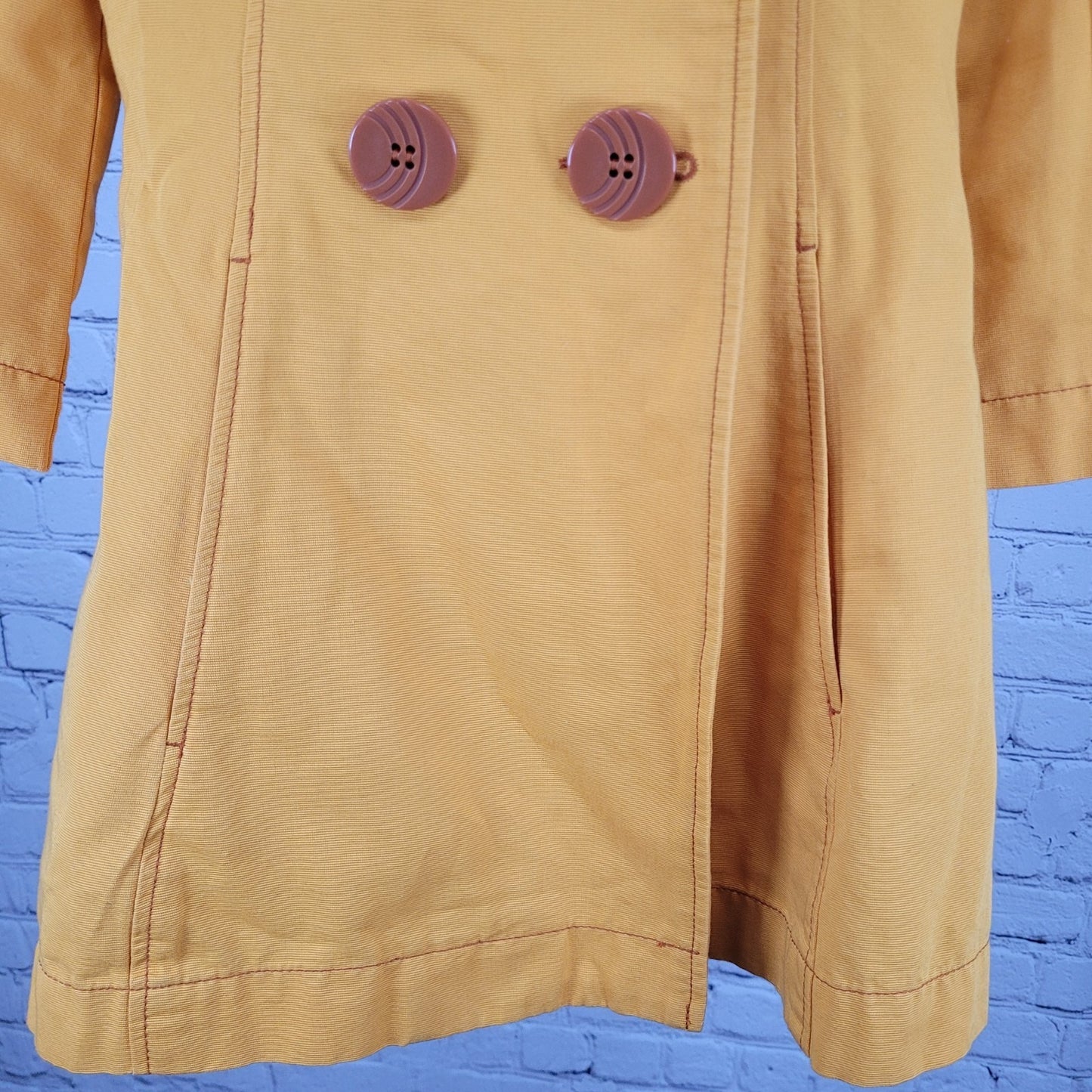 Tulle Anthropologie Yellow Cotton Double Breasted Vented Jacket Size Medium M