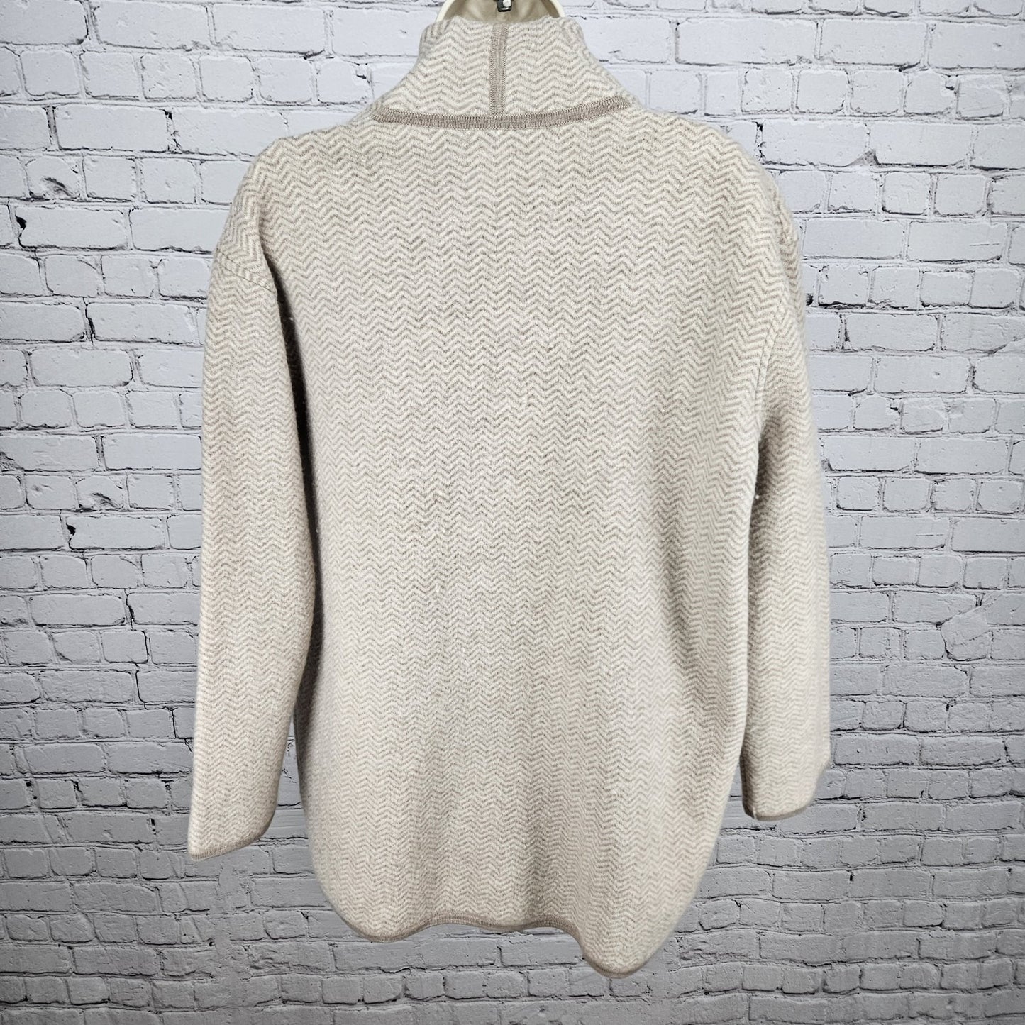 NWT Madewell Beige 100% Merino Wool Herringbone Buttoned Lightweight Coat Small