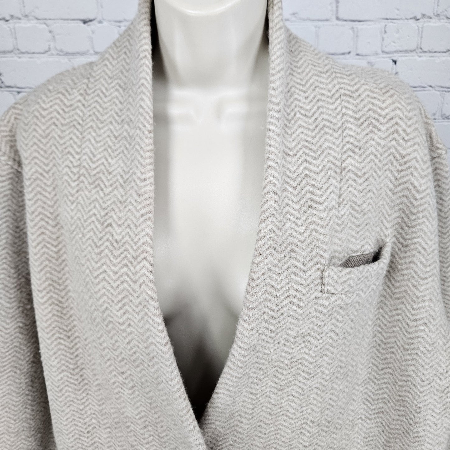NWT Madewell Beige 100% Merino Wool Herringbone Buttoned Lightweight Coat Small