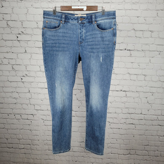 Soft Surroundings Blue Distressed High Rise Stretch Jeans Large L (35x30)