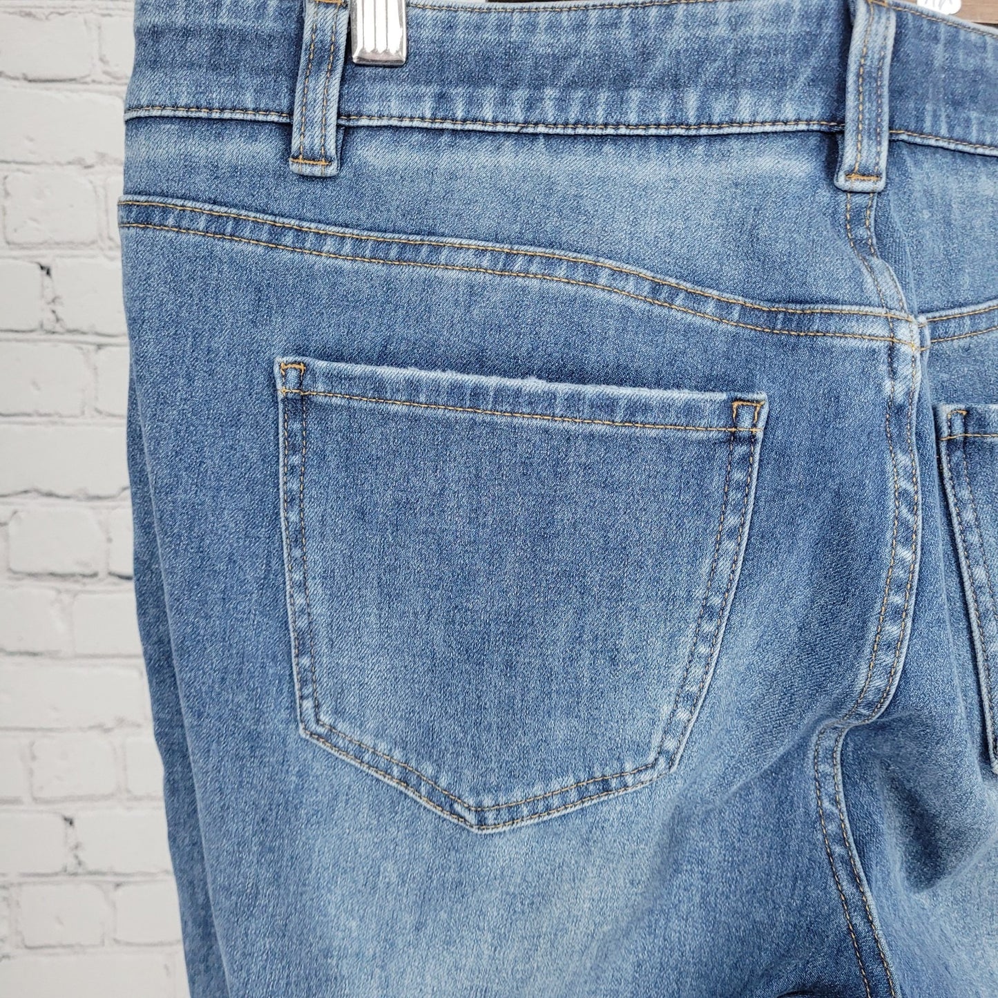 Soft Surroundings Blue Distressed High Rise Stretch Jeans Large L (35x30)