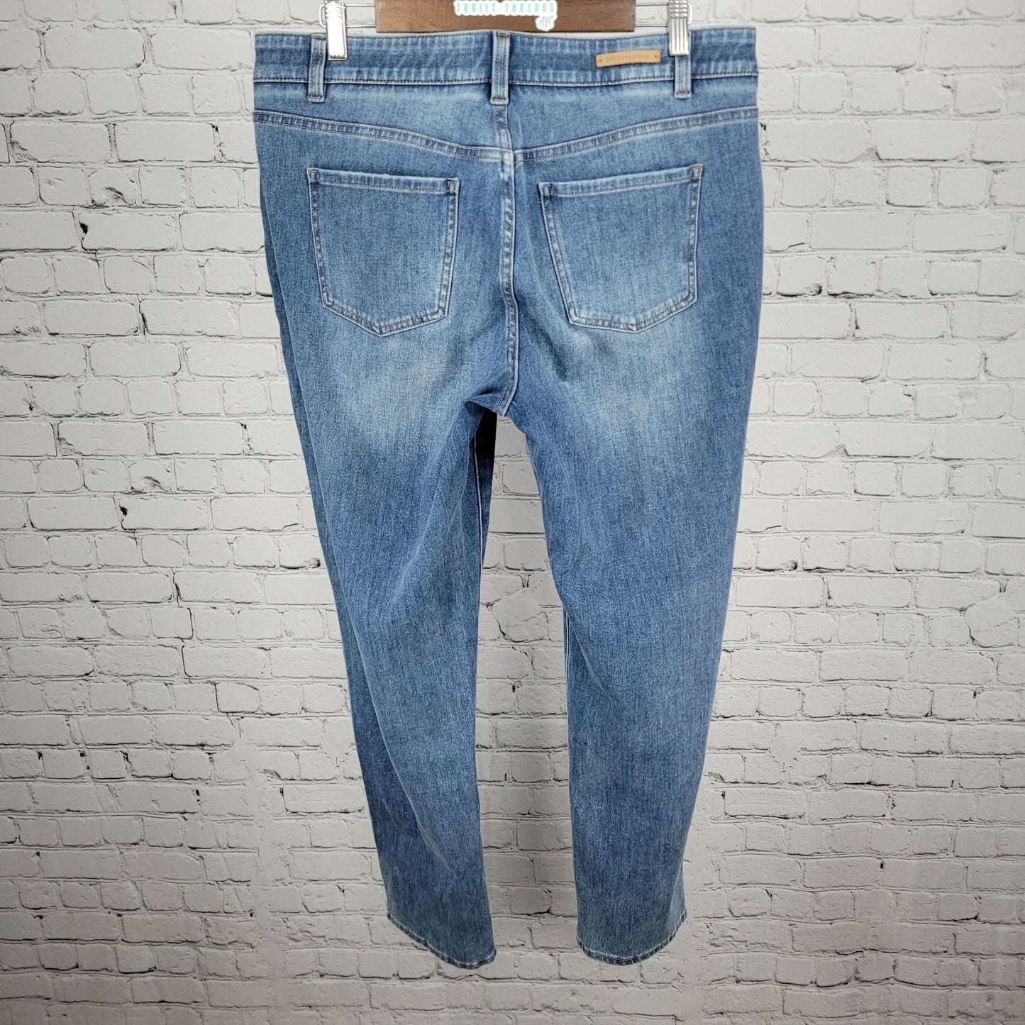 Soft Surroundings Blue Distressed High Rise Stretch Jeans Large L (35x30)