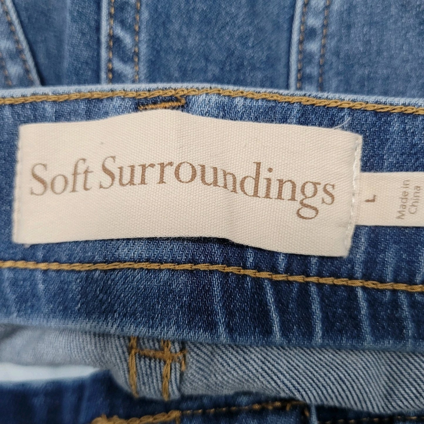 Soft Surroundings Blue Distressed High Rise Stretch Jeans Large L (35x30)