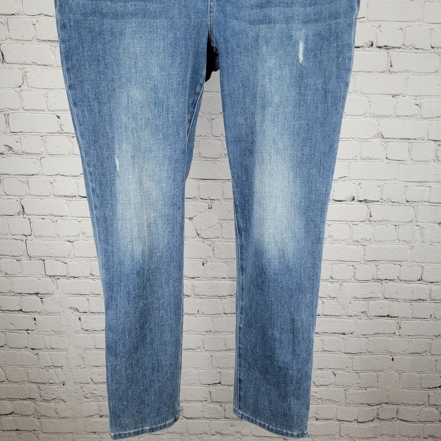 Soft Surroundings Blue Distressed High Rise Stretch Jeans Large L (35x30)