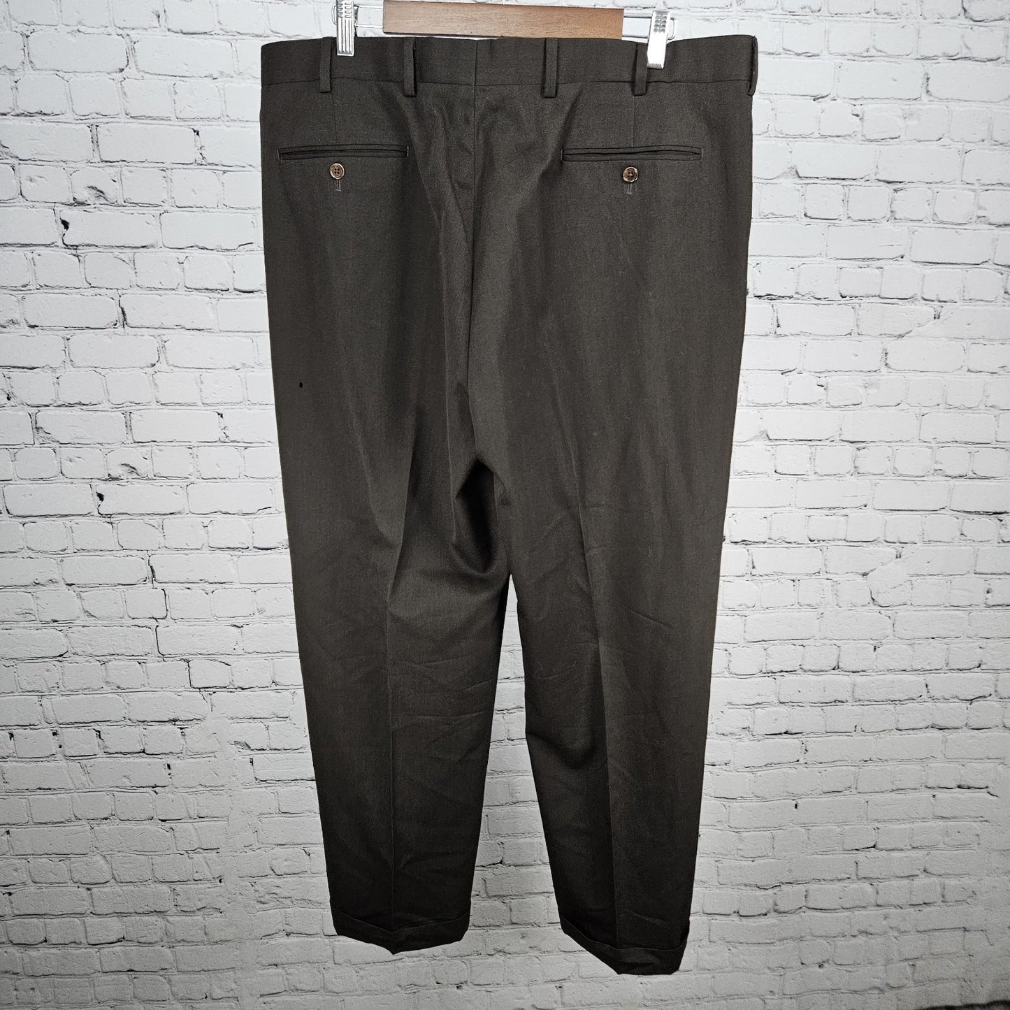 Brooks Brothers Brown Wool Madison 1818 Pleated Dress Pants 40 (38x30) *Hole