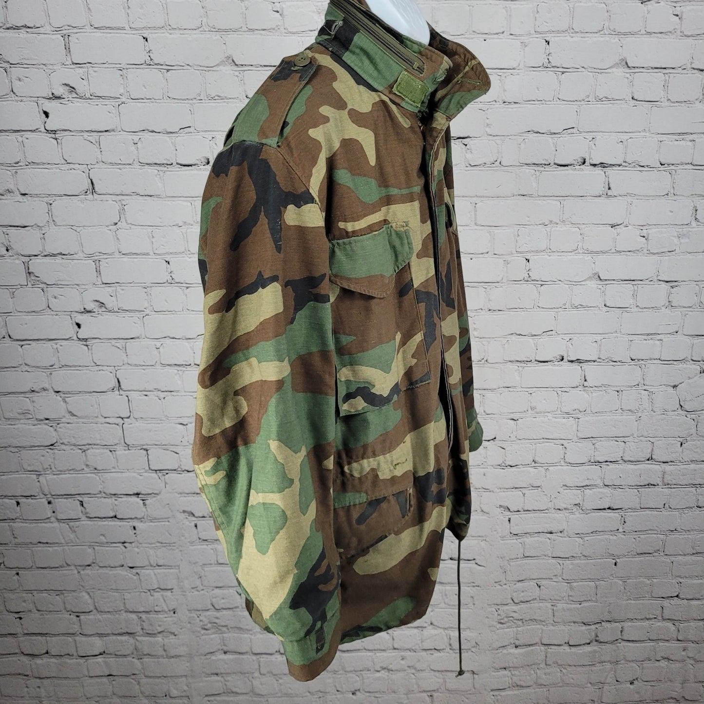 US Army Camo Cold Weather Field Jacket Zip Snap Military Army Medium M