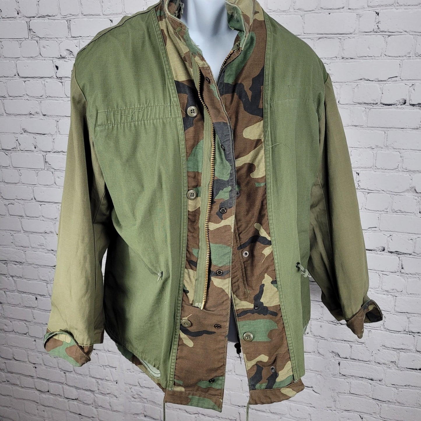 US Army Camo Cold Weather Field Jacket Zip Snap Military Army Medium M