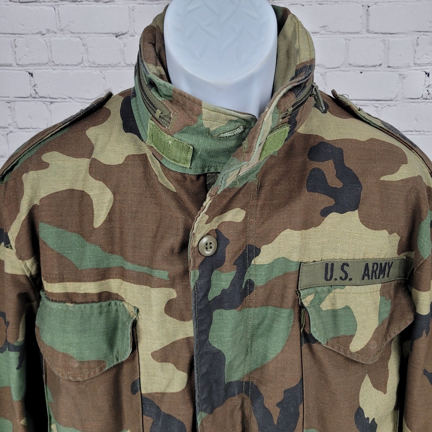 US Army Camo Cold Weather Field Jacket Zip Snap Military Army Medium M