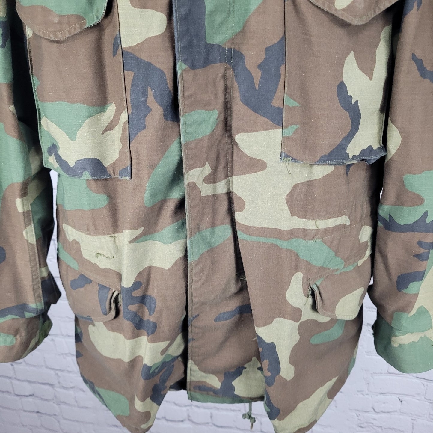 US Army Camo Cold Weather Field Jacket Zip Snap Military Army Medium M
