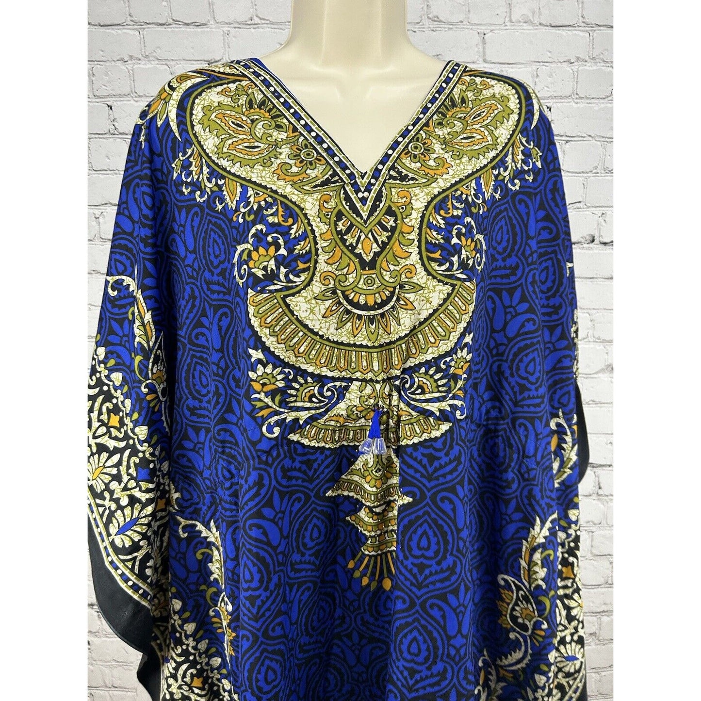 NF Blue Multicolor Light Weight Art Deco Adjustable Waist Kimono Free Size