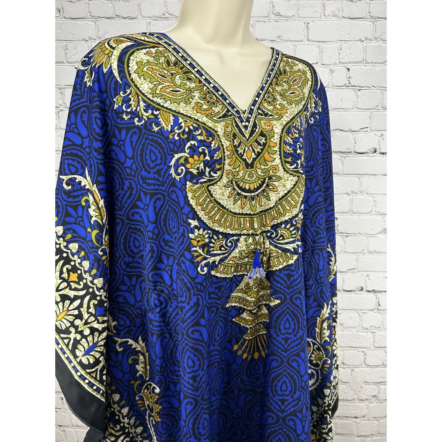 NF Blue Multicolor Light Weight Art Deco Adjustable Waist Kimono Free Size