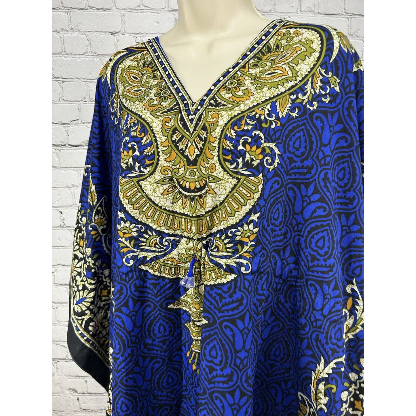 NF Blue Multicolor Light Weight Art Deco Adjustable Waist Kimono Free Size