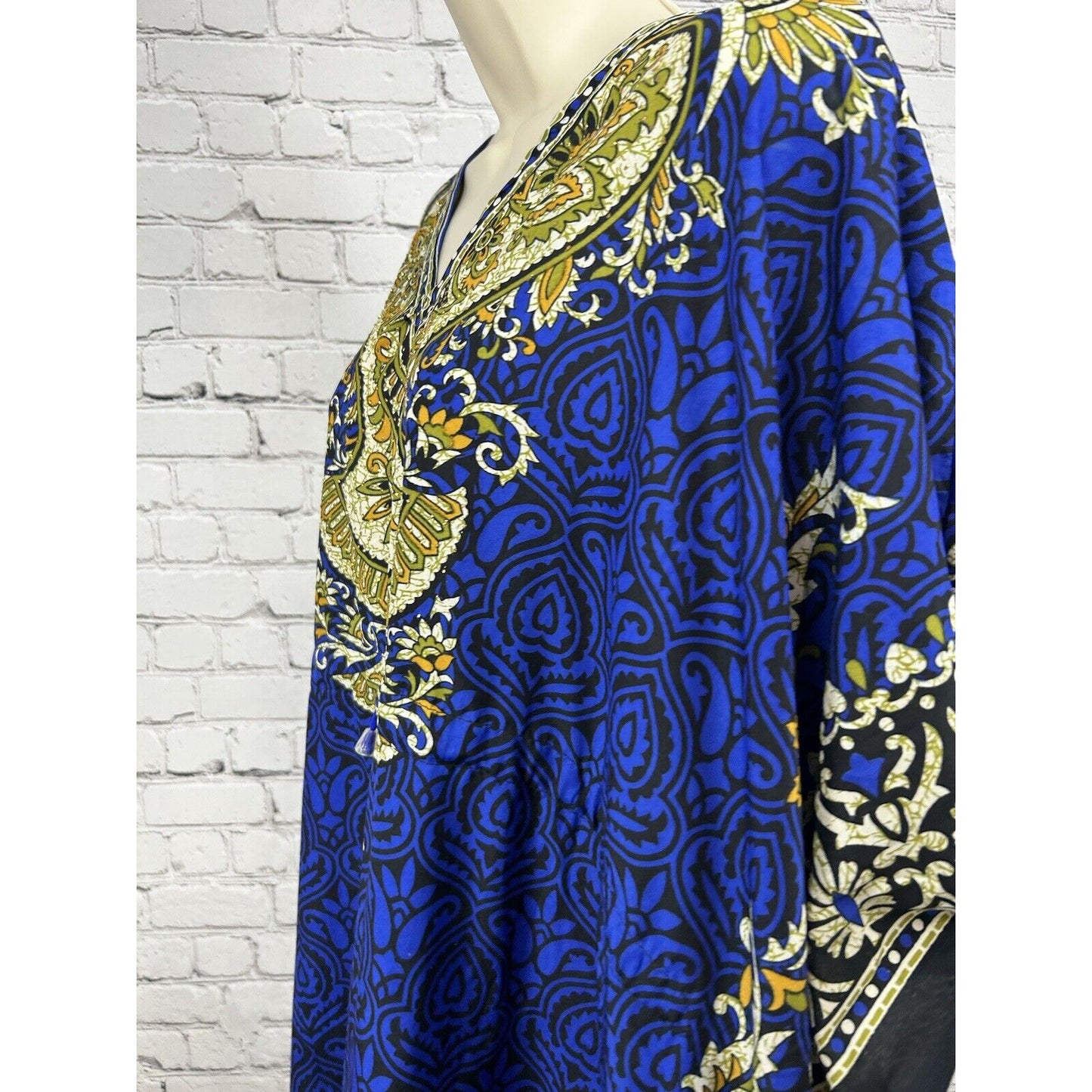 NF Blue Multicolor Light Weight Art Deco Adjustable Waist Kimono Free Size