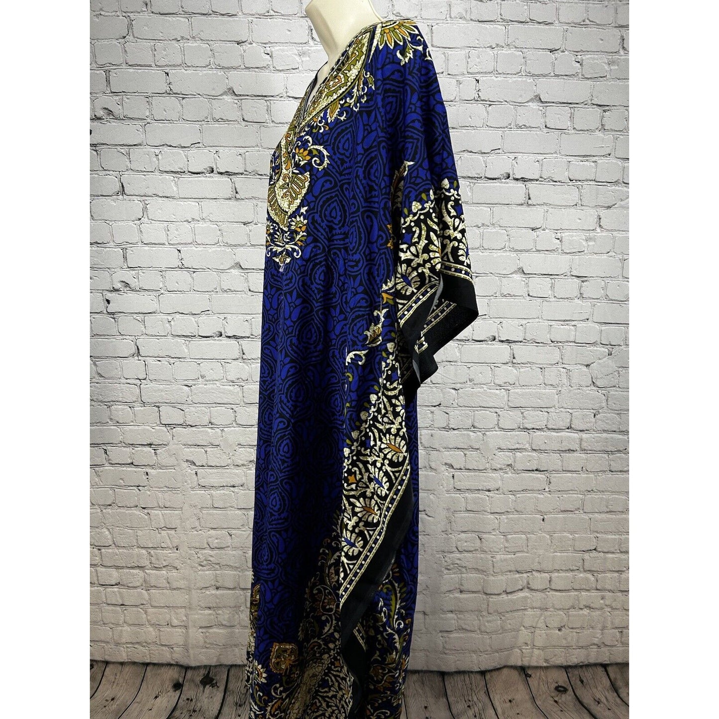 NF Blue Multicolor Light Weight Art Deco Adjustable Waist Kimono Free Size