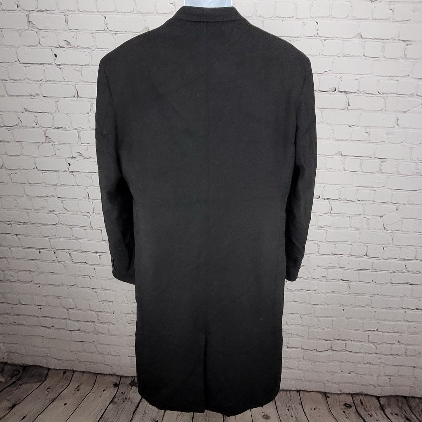Elegance Antica Sartoria Black Wool Blend Italian Design Buttoned Over Coat 48