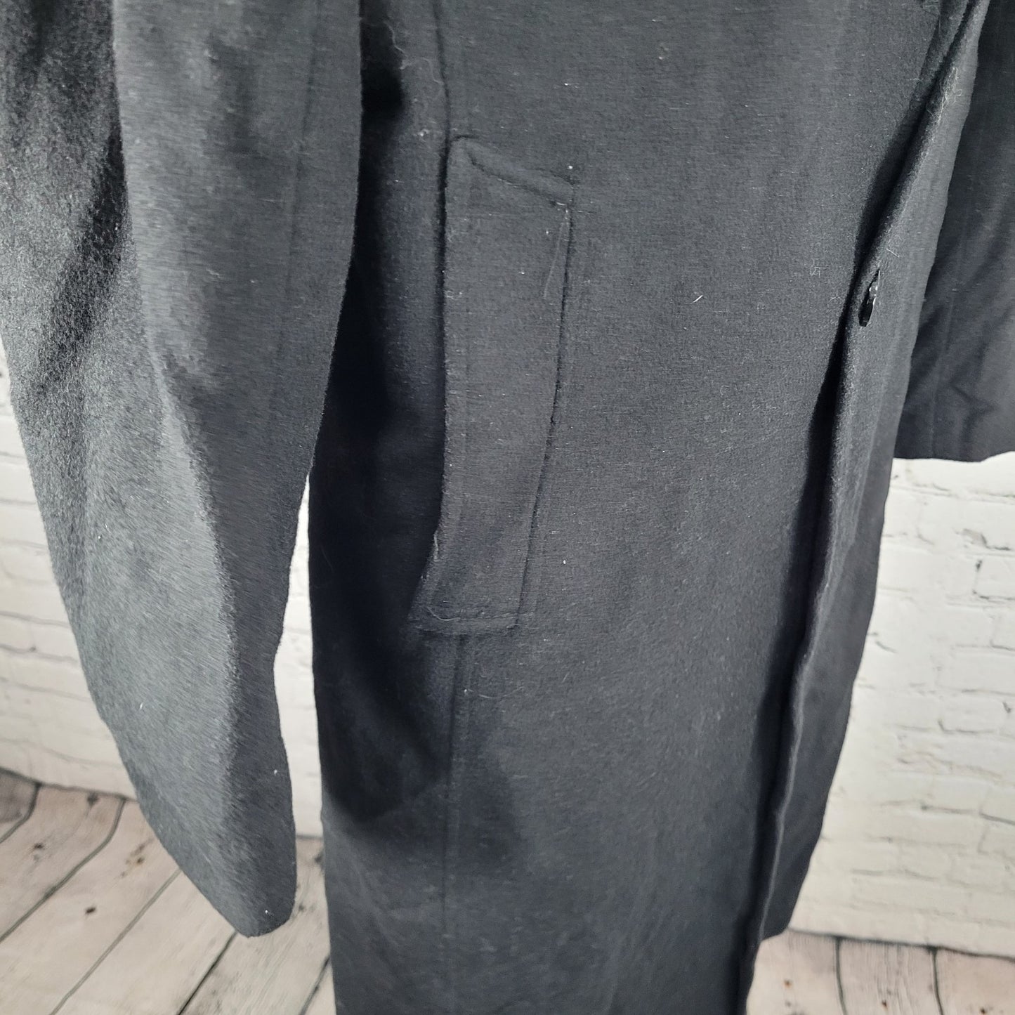 Elegance Antica Sartoria Black Wool Blend Italian Design Buttoned Over Coat 48