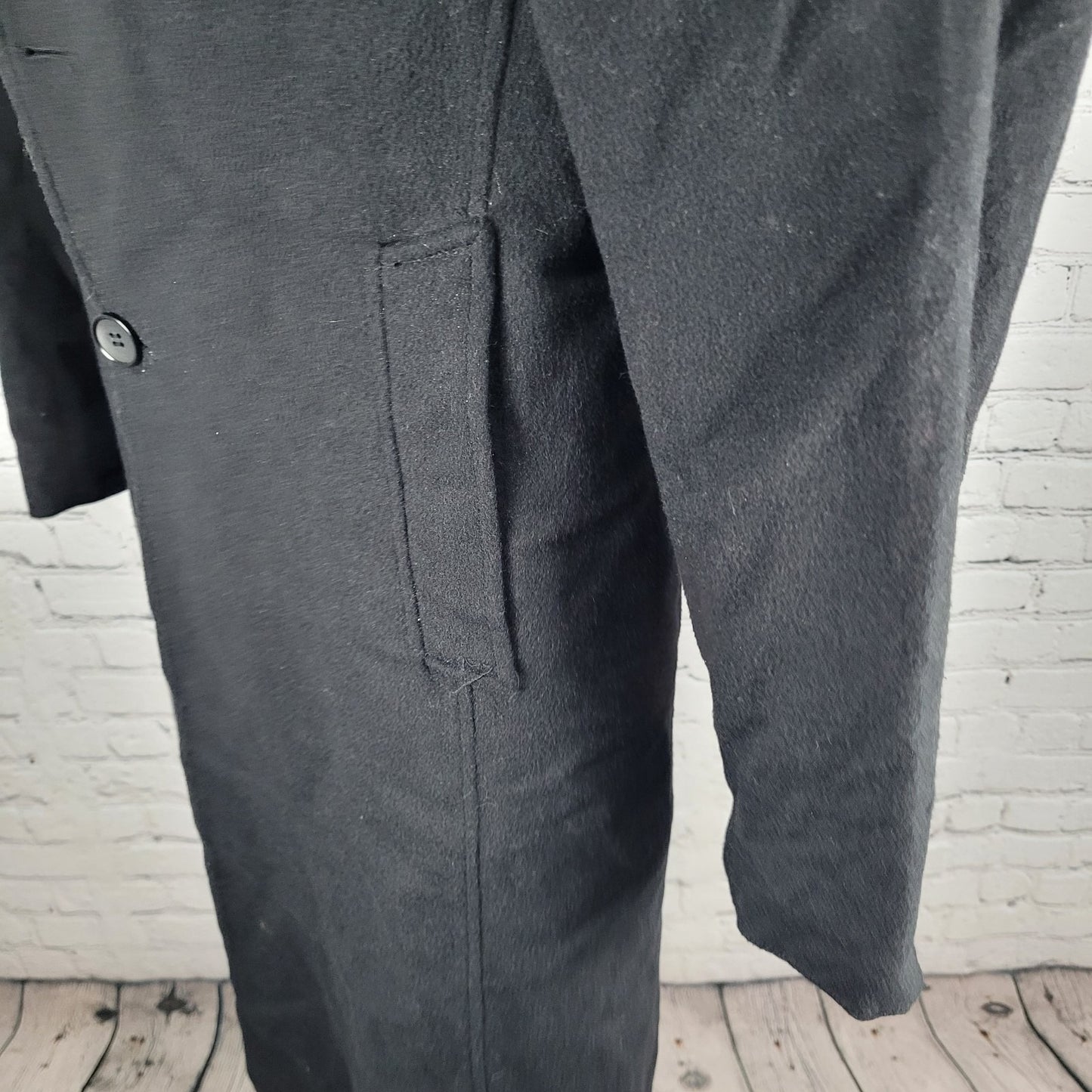 Elegance Antica Sartoria Black Wool Blend Italian Design Buttoned Over Coat 48