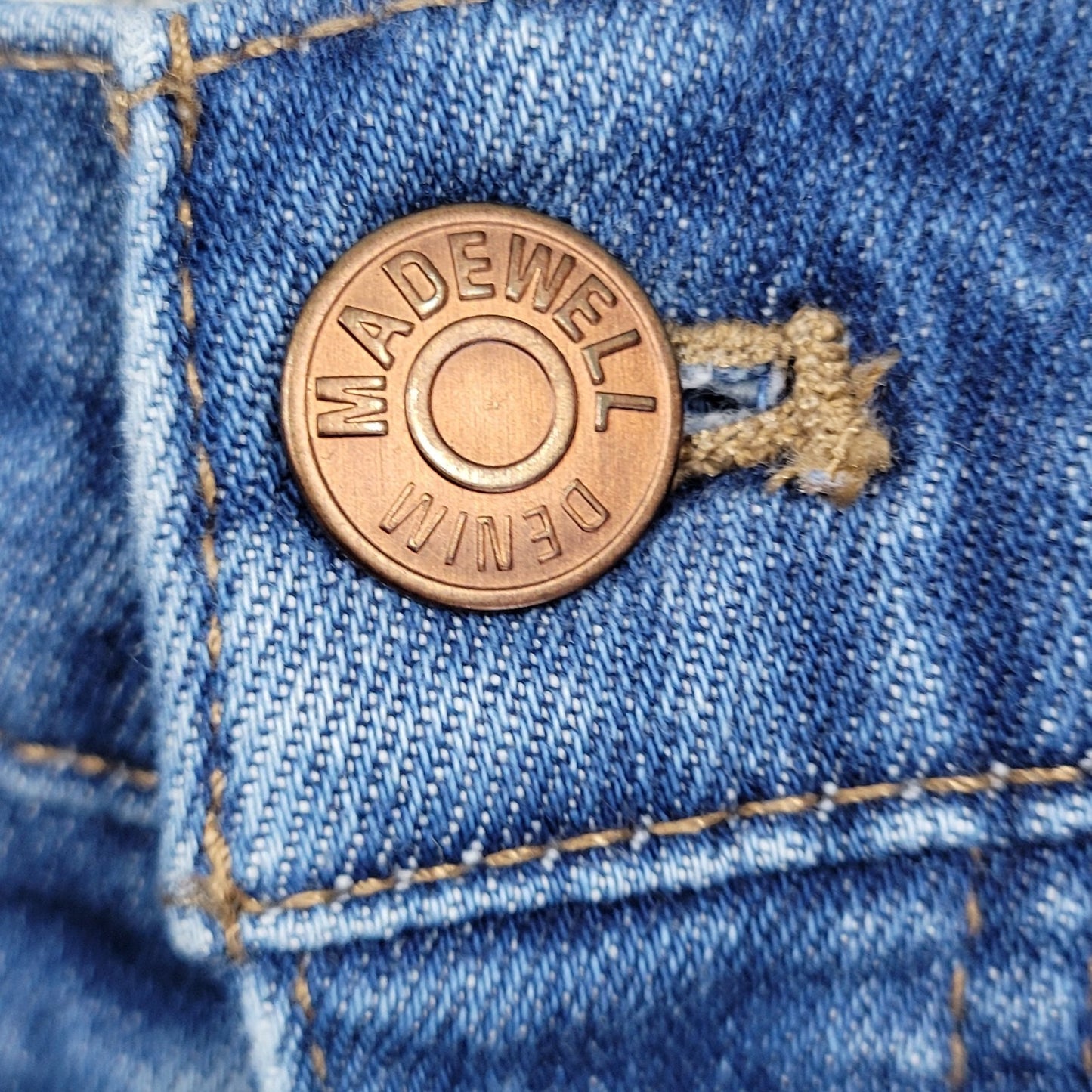 Madewell Blue Denim Slim Wide Leg Crop Medium Wash Raw Hem Jeans 24 (24x24)