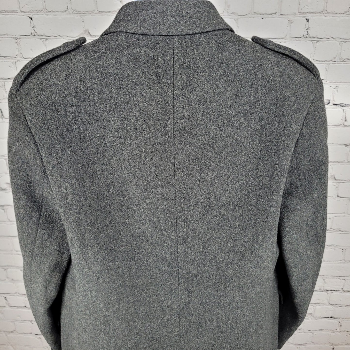 SYMS Grey Pure 100% Wool Heavyweight Long Pea Coat England Made Size Medium M