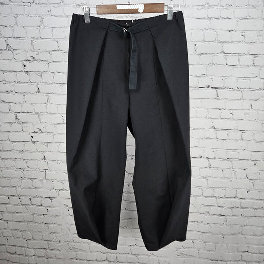 Zero + Maria Cornejo Black Belted High Rise Wide Leg Pants NY USA 8 (29x25)