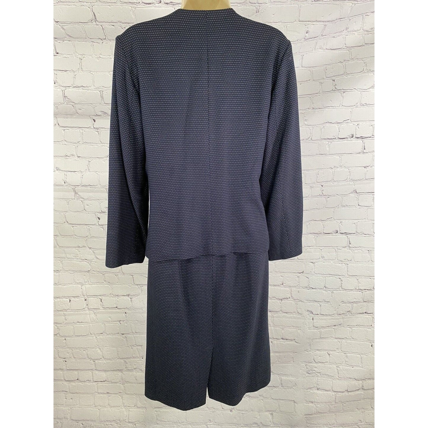 VTG Karen Ellis Navy Blue Two Piece Pencil Skirt Suit Jacket Blazer Size 6