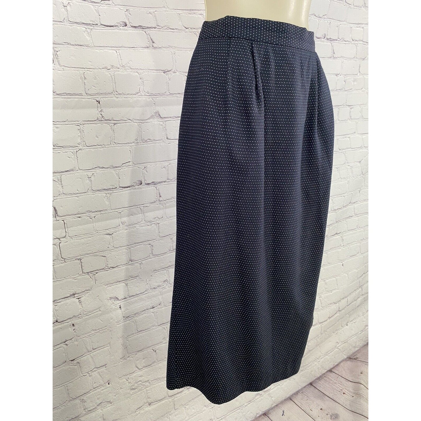 VTG Karen Ellis Navy Blue Two Piece Pencil Skirt Suit Jacket Blazer Size 6
