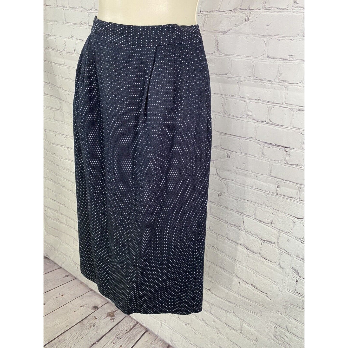 VTG Karen Ellis Navy Blue Two Piece Pencil Skirt Suit Jacket Blazer Size 6