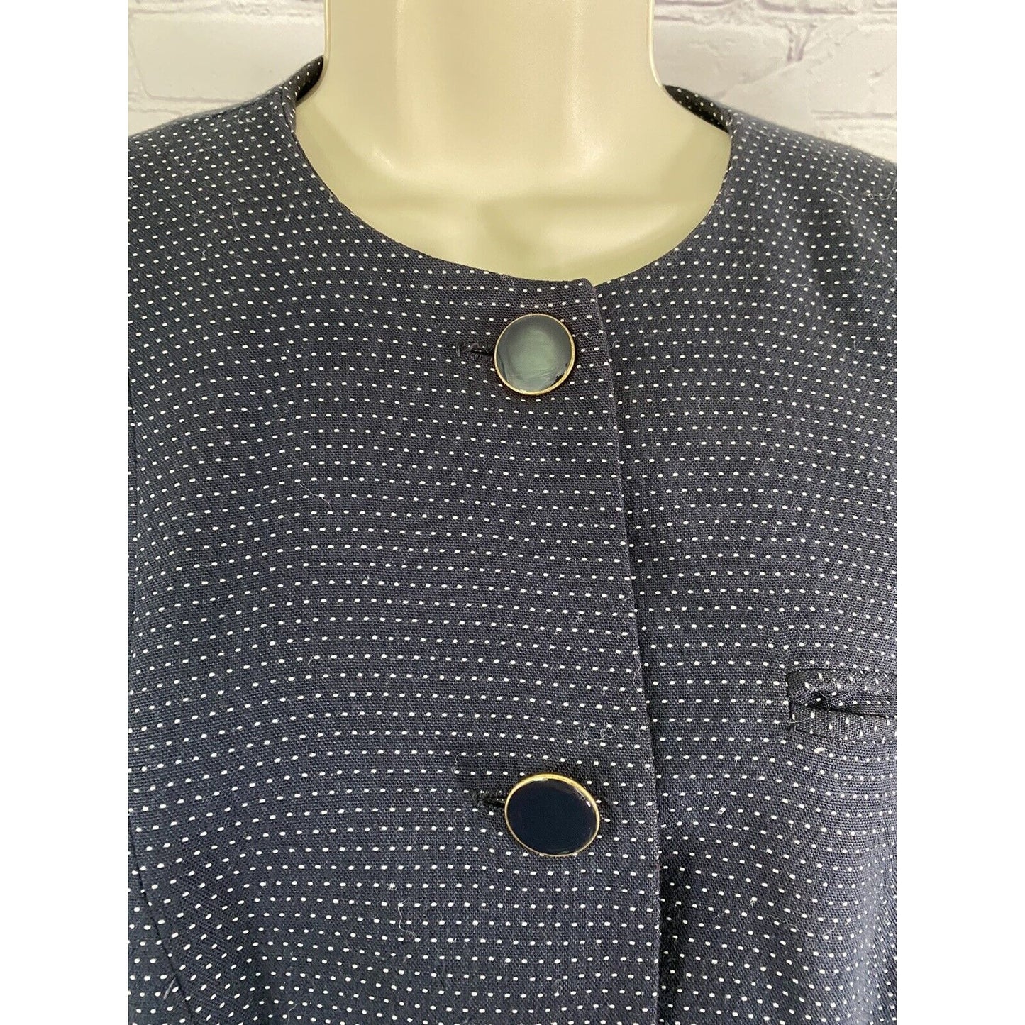VTG Karen Ellis Navy Blue Two Piece Pencil Skirt Suit Jacket Blazer Size 6