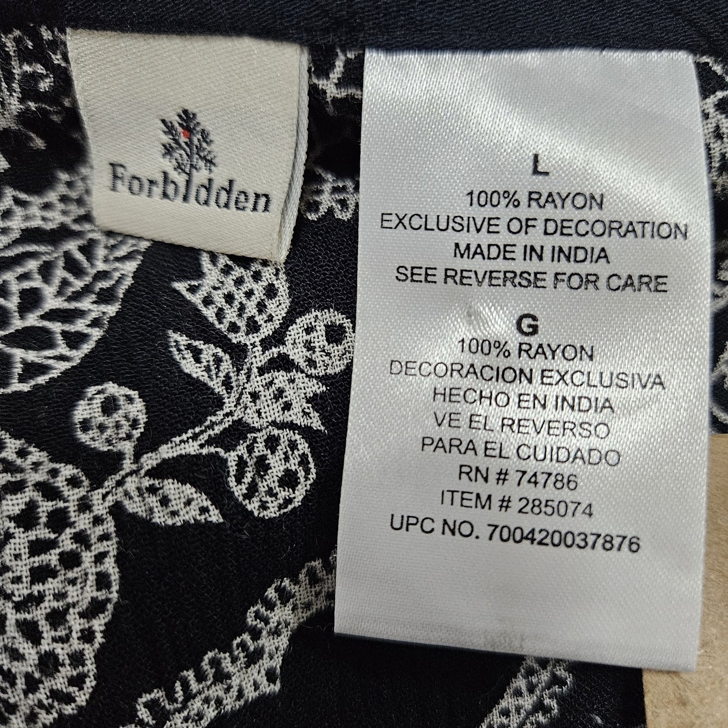 NWD Forbidden Black White Floral Beaded Sequin Accents Boho Midi Dress Large L