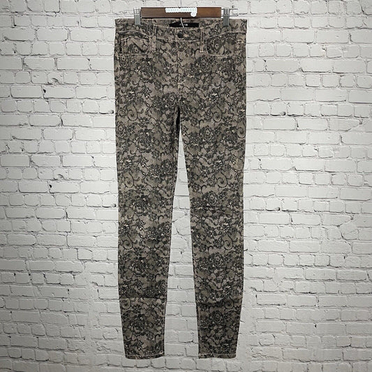 Joe’s Jeans Black Nude Lace Print Skinny Mid Rise Pants USA Made Size 28 (28x32)