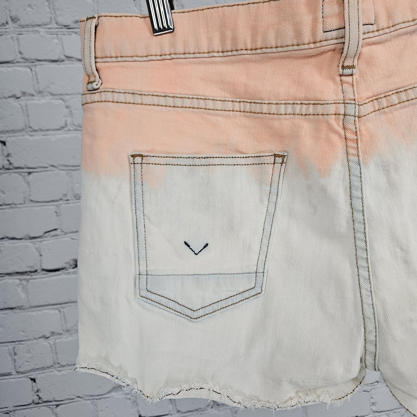 Hudson Orange Sun Moss Mid Rise Raw Hem Button Fly Denim Shorts USA 27 (30x2.5)