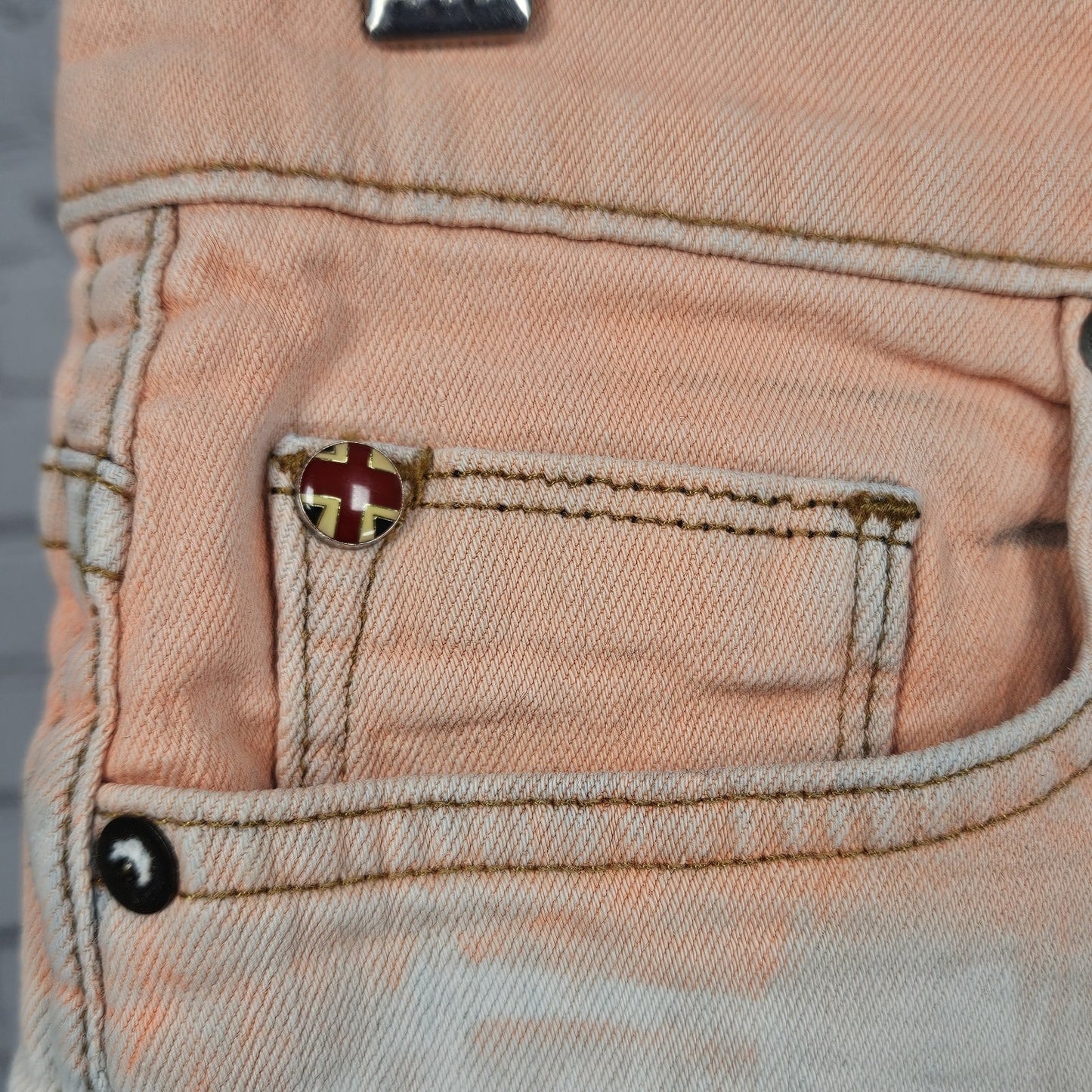 Hudson Orange Sun Moss Mid Rise Raw Hem Button Fly Denim Shorts USA 27 (30x2.5)