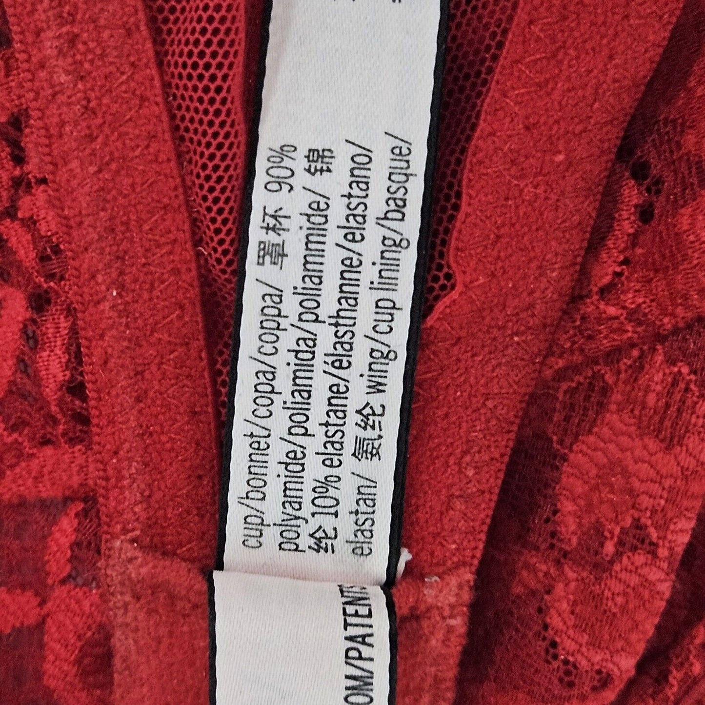 Victoria's Secret Red Floral Lace Sheer Underwire Bra Size 32DDD