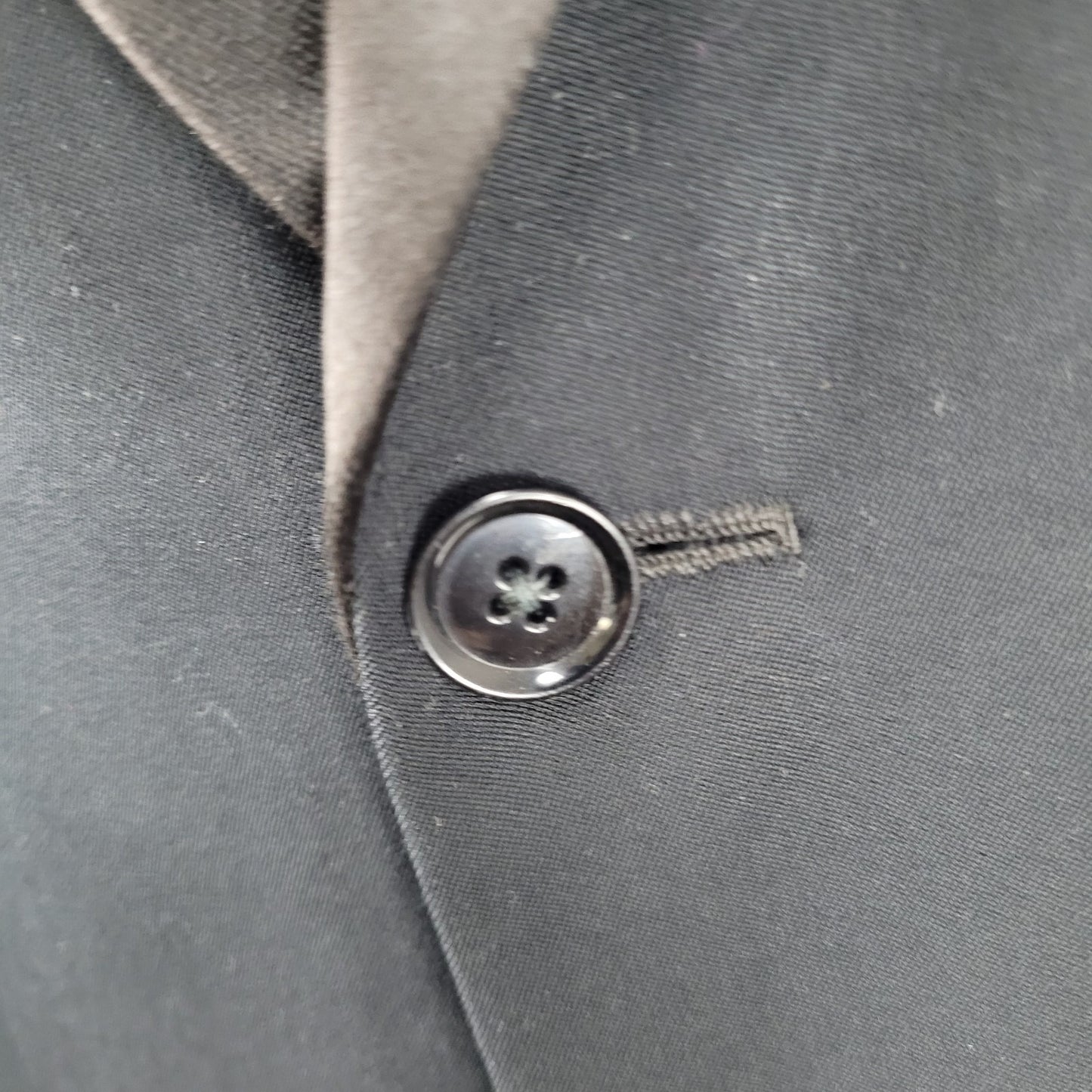 K. TOM Japan Black 1 Button Satin Lapel Tuxedo Suit Jacket Coat 40 *read