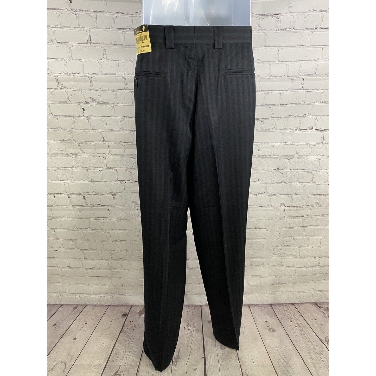 NWT Falcone Superlative 150s Blue Black Striped Pant Suit 42L 35W