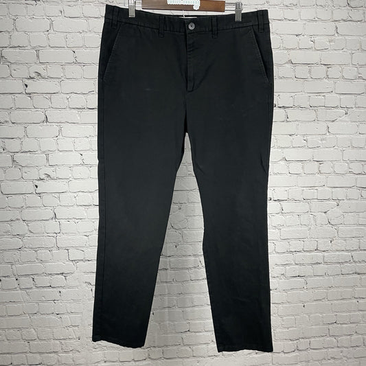 Marks & Spencer Black Regular Fit Straight Leg Chino Pants Stretch Size 36x31