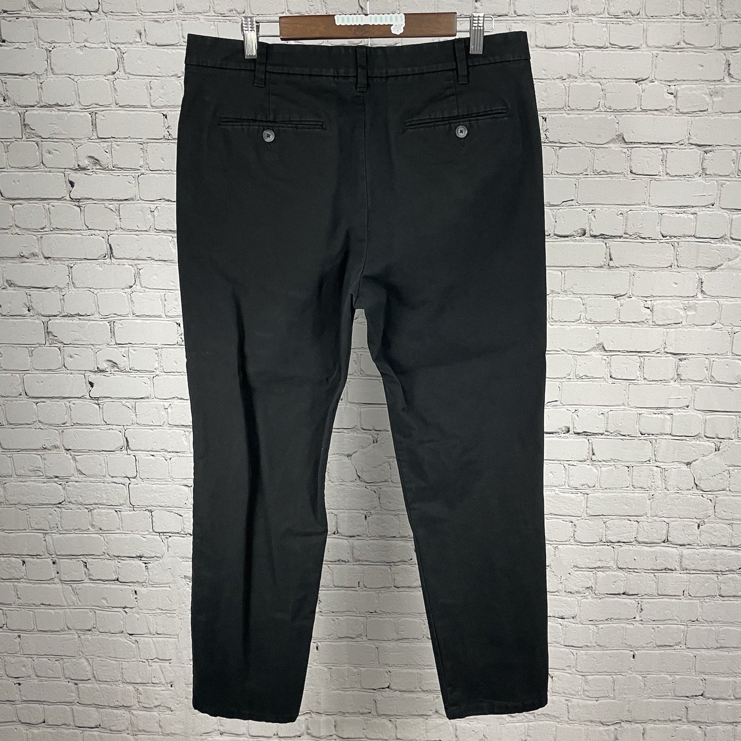 Marks & Spencer Black Regular Fit Straight Leg Chino Pants Stretch Size 36x31