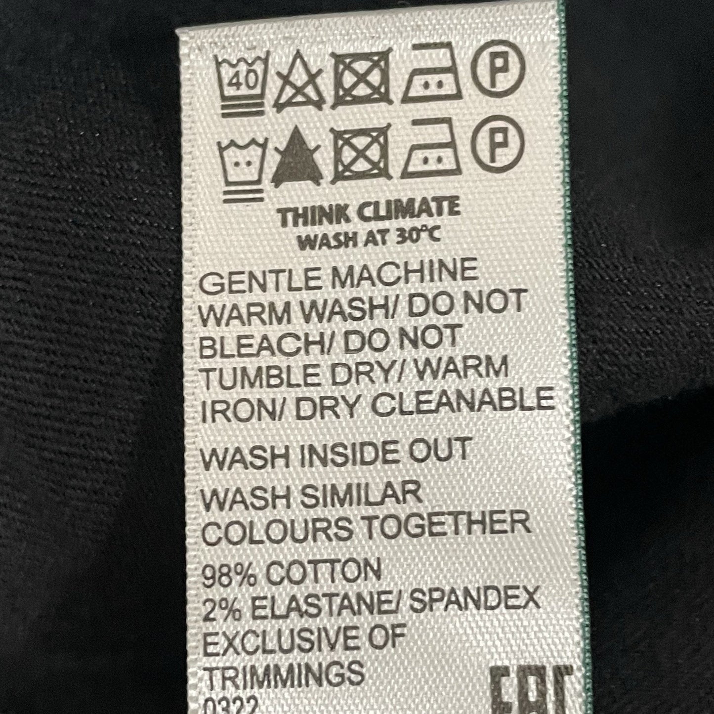 Marks & Spencer Black Regular Fit Straight Leg Chino Pants Stretch Size 36x31