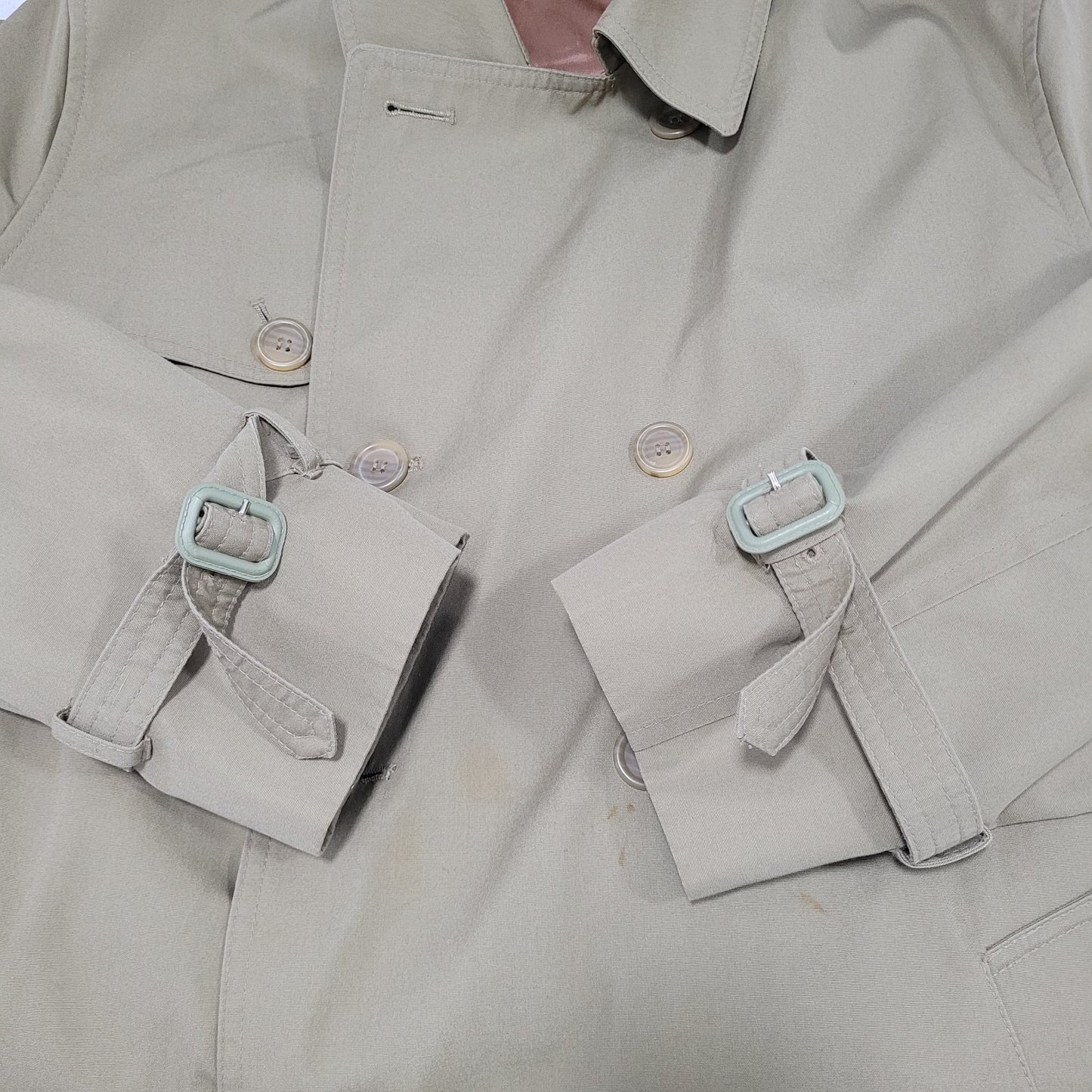 VTG Oleg Cassini Tan Brown Buttoned Belted Removable Liner Trench Coat 44R