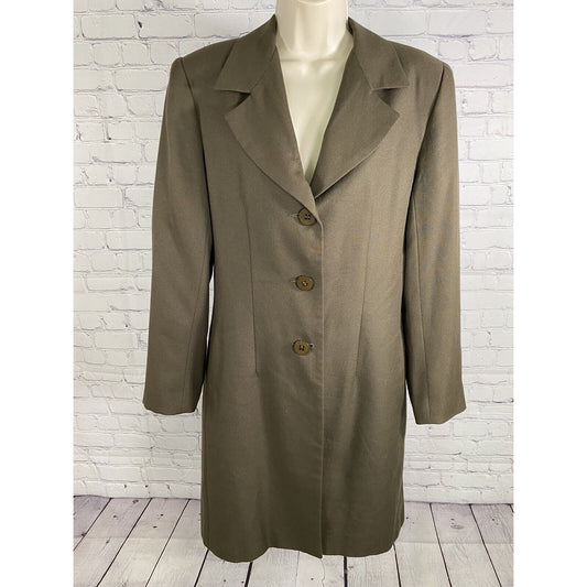 VTG Chad Stevens Ltd Long Forrest Green 3 Button Coat Jacket Lined Womens 8