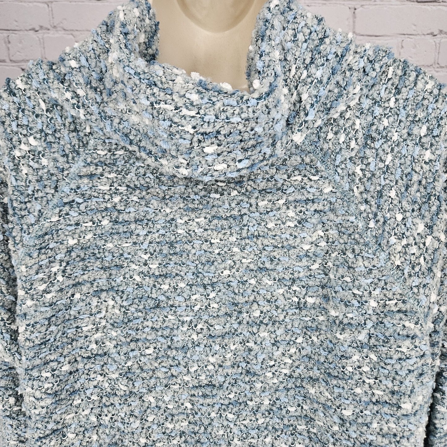 NWT Ruby Rd Jade Blue Wool Blend Boucle Turtle Neck Pullover Relaxed Sweater 2X