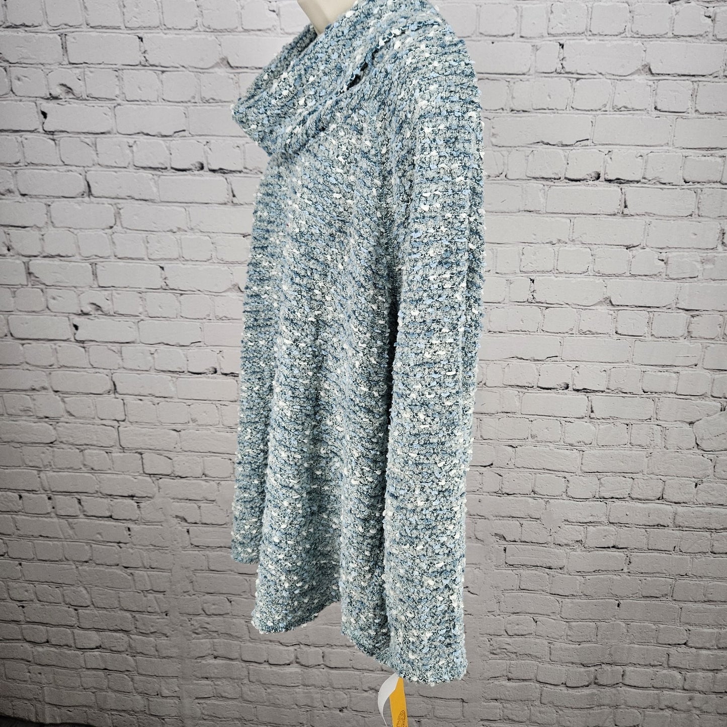 NWT Ruby Rd Jade Blue Wool Blend Boucle Turtle Neck Pullover Relaxed Sweater 2X