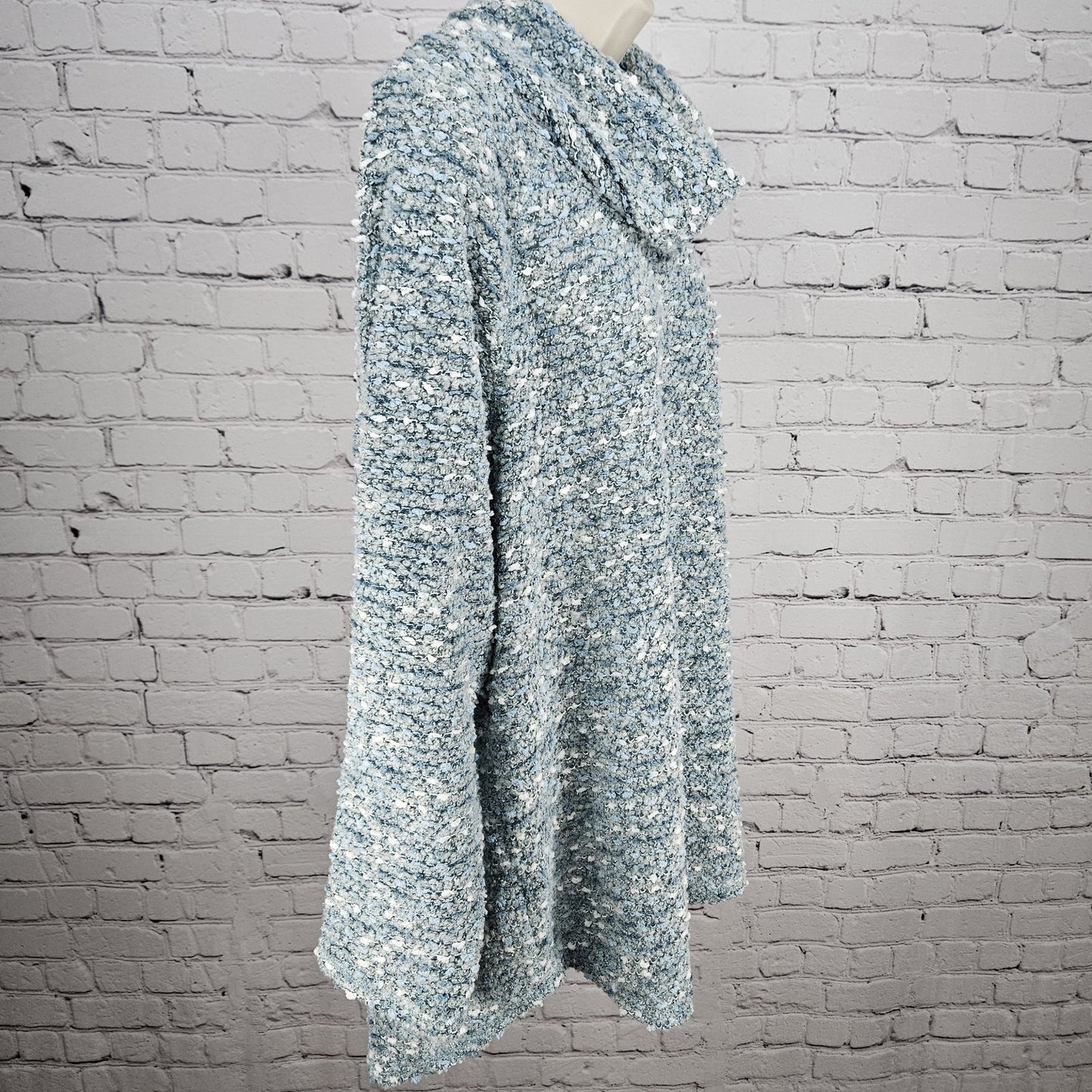 NWT Ruby Rd Jade Blue Wool Blend Boucle Turtle Neck Pullover Relaxed Sweater 2X