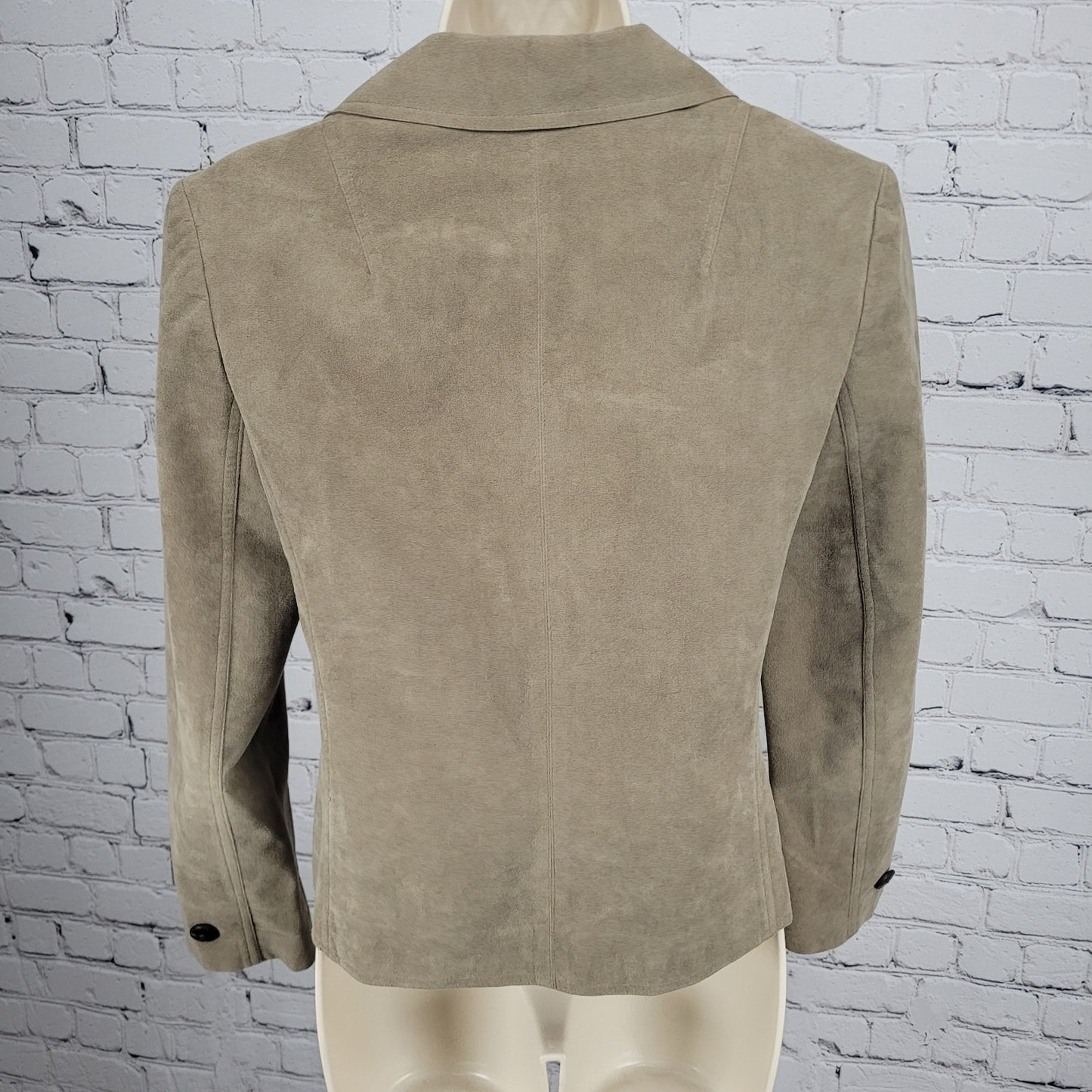 VTG Skinner Brown Ultra Suede Fabric Buttoned Lightweight Notch Jacket USA XS