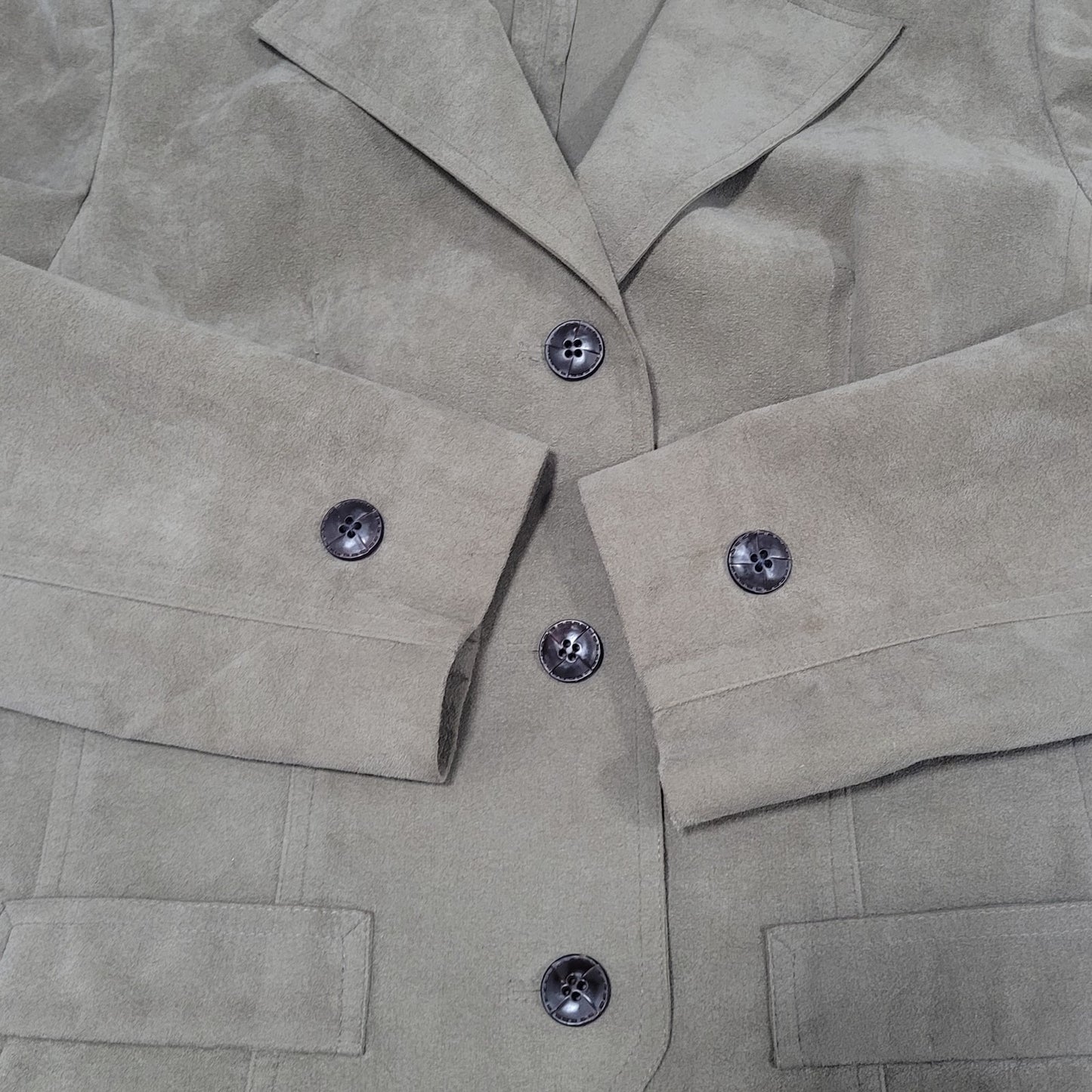 VTG Skinner Brown Ultra Suede Fabric Buttoned Lightweight Notch Jacket USA XS