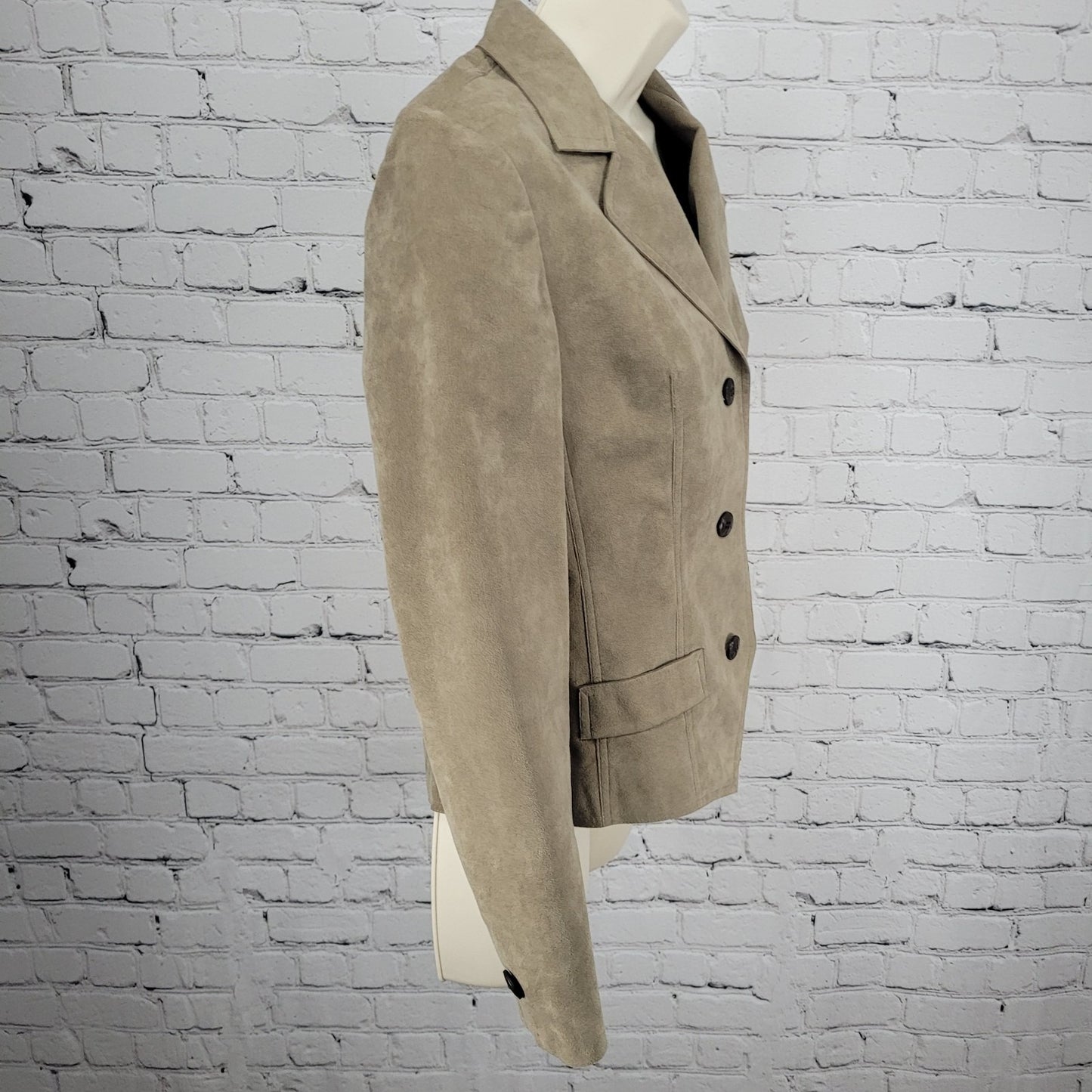VTG Skinner Brown Ultra Suede Fabric Buttoned Lightweight Notch Jacket USA XS