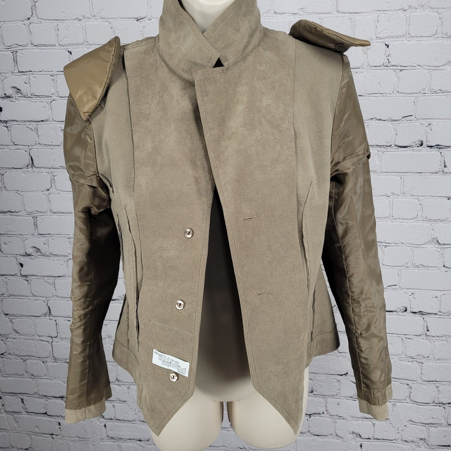 VTG Skinner Brown Ultra Suede Fabric Buttoned Lightweight Notch Jacket USA XS
