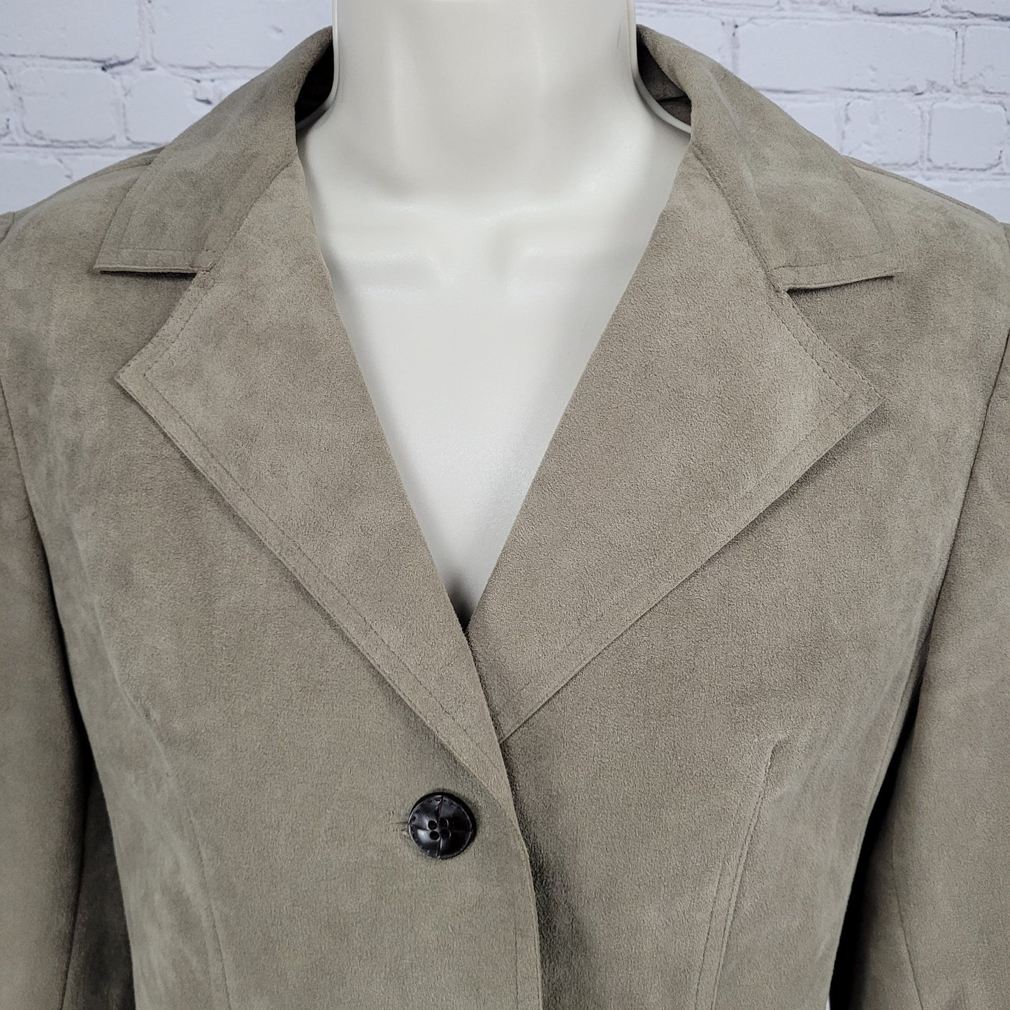 VTG Skinner Brown Ultra Suede Fabric Buttoned Lightweight Notch Jacket USA XS
