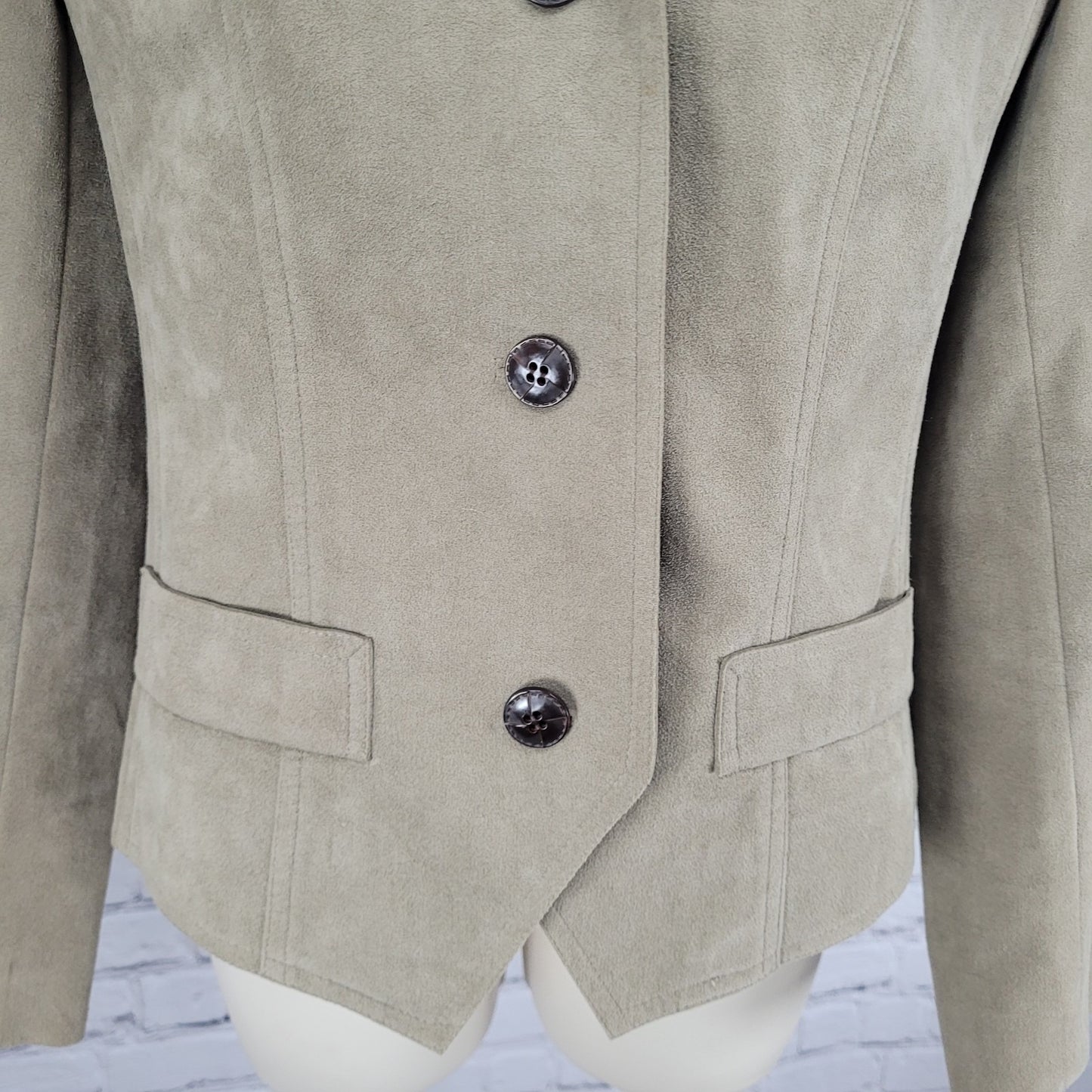 VTG Skinner Brown Ultra Suede Fabric Buttoned Lightweight Notch Jacket USA XS